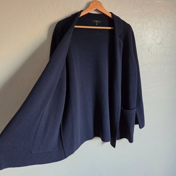 J.Crew Eloise Merino Wool Blend Sweater Blazer Blue Womens Small Open Front Knit - Picture 7 of 11